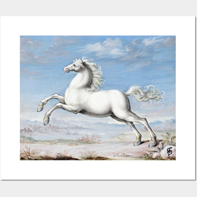 white horse vintage paint Wall Art by Phantom Troupe